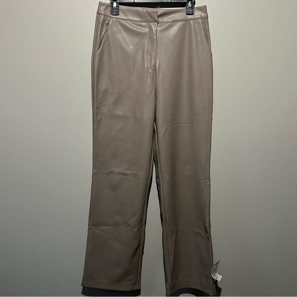 ASOS- NEW Straight Leg Neutral Faux Leather pants in Size U.S 8
